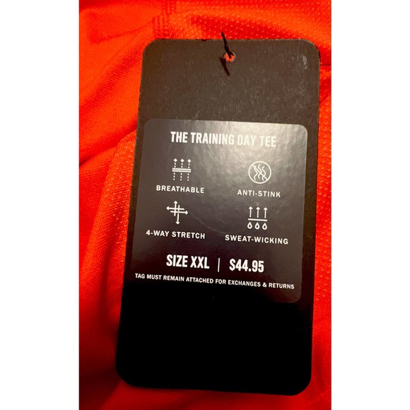 Fabletics The Training Day Tee Men Size 2XL Orange Rust Workout - Picture 5 of 6